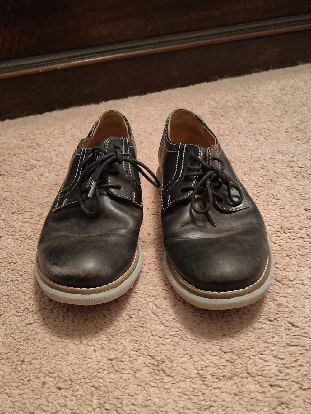 Kids Navy and White Sneakers And Black Leather Dress Shoes